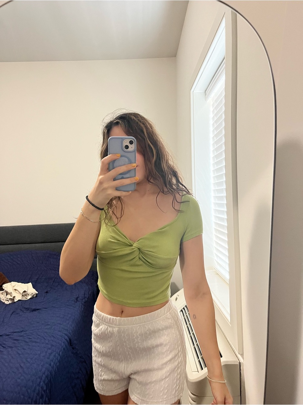 SHEIN Light Green Twist-Front Crop Top